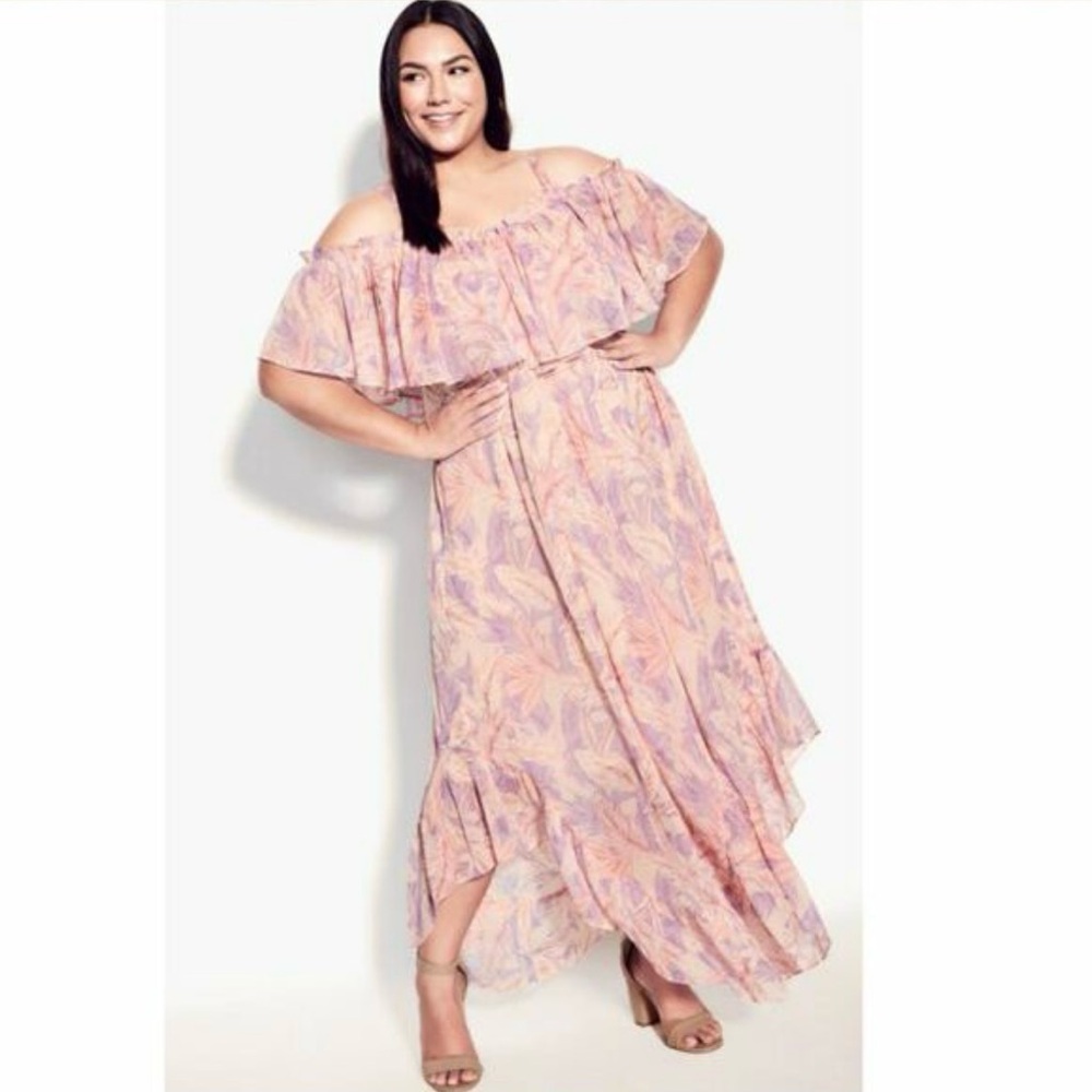 Floral Cold Shoulder Maxi Dress Plus Size